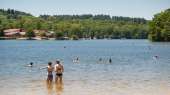 Two swimmers on the beach of Santrop