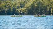 Canoeings cross the lake